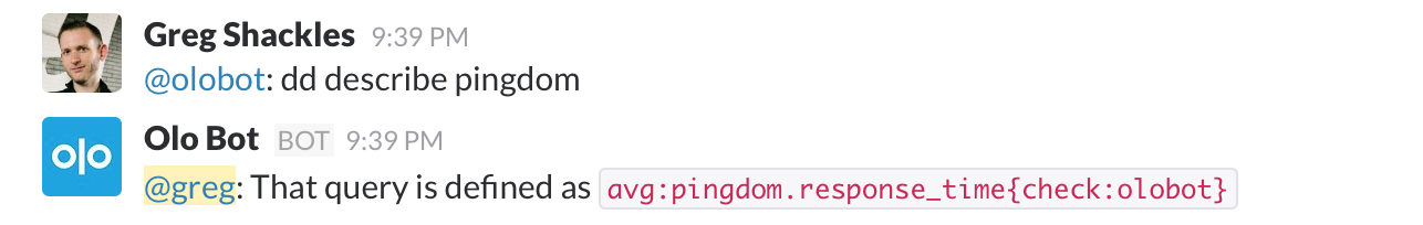 Describing a saved query